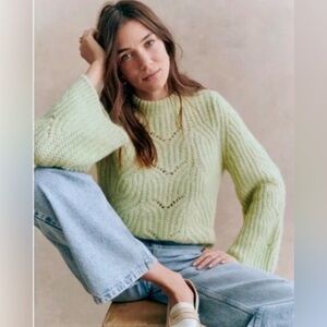 Sezane Light Green Wool Blend Sweater